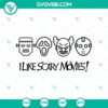 Scary Halloween SVG featuring horror faces, perfect for fans of I Like Scary Movies. Great for spooky-themed projects.