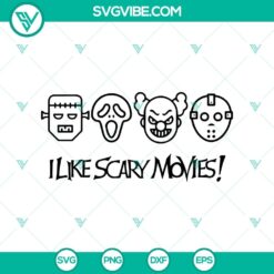 Scary Halloween SVG featuring horror faces, perfect for fans of I Like Scary Movies. Great for spooky-themed projects.