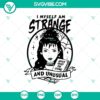 Beetlejuice Halloween SVG design with "I Myself Am Strange And Unusual" quote. Perfect for spooky season crafting projects.