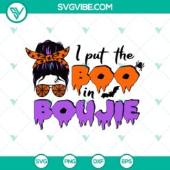 Stylish Halloween witch with messy bun SVG design, perfect for boojie theme.