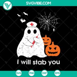 Spooky Halloween SVG design with "I Will Stab You" and "Boo Boo" text, perfect for festive crafting projects.