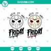 Jason Voorhees mask bundle SVG depicting horror Halloween theme with "I Wish It Was Friday" text, perfect for digital crafting projects.