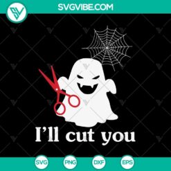 Spooky I'll Cut You Halloween SVG design with Scary Oct 31 theme perfect for holiday crafts and decor.