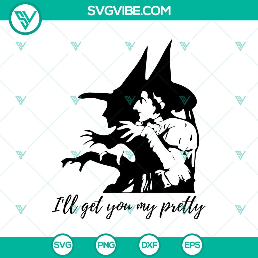 i8217ll-get-you-my-pretty-svg-halloween-witch-svg-witch-party-svg.jpg Halloween witch SVG "I'll Get You My Pretty" perfect for witch party decorations, with witch hat, broom, and text.