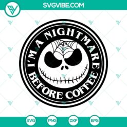 Nightmare Before Coffee SVG with Halloween Logo inspired by The Nightmare Before Christmas, perfect for Halloween decor.