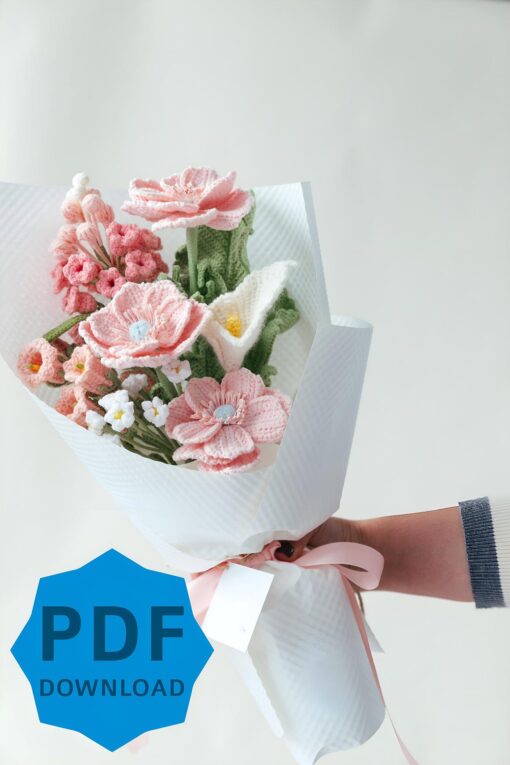 PDF Pattern for Pink Anemone “The Bride” Bouquet 1