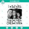 Hocus Pocus Sanderson Sister Halloween SVG design featuring witch silhouette with text "I'm That Witch Been That Witch Still That Witch".