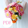 Pink sunflower wedding bouquet PDF pattern for crafts and DIY projects.