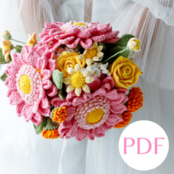 Pink Sunflower Wedding Bouquet PDF pattern 8