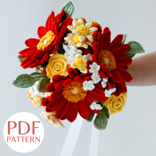 Red Gerbera Wedding Bouquet PDF pattern 5