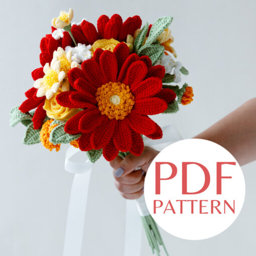 Red Gerbera Wedding Bouquet PDF pattern 4