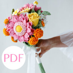 Pink Sunflower Wedding Bouquet PDF pattern 6
