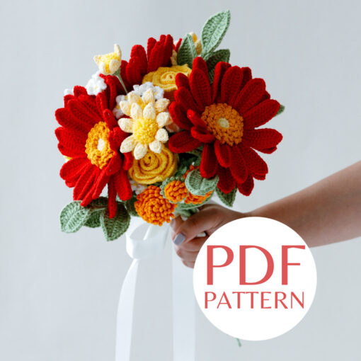 Red Gerbera Wedding Bouquet PDF pattern 3