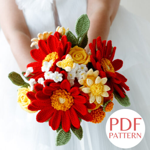 Red Gerbera Wedding Bouquet PDF pattern 2