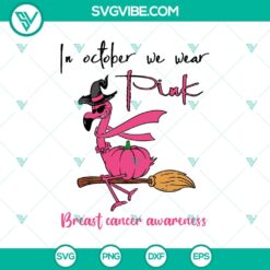 October themed SVG design with text "In October We Wear Pink", "Halloween", "Scary", and "Oct 31". Perfect for holiday crafting projects.