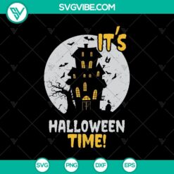 Spooky "Happy Halloween" SVG design with ghosts, bats, and pumpkins, perfect for Oct 31 celebrations.