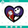 Jack and Sally couple in heart SVG design inspired by The Nightmare Before Christmas. Perfect for Halloween crafts.