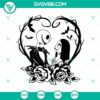 Jack and Sally in heart silhouette SVG for Halloween, Nightmare Before Christmas couple design, ideal for crafting projects.