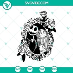 Jack and Sally in the Mirror SVG design inspired by The Nightmare Before Christmas, Halloween-themed graphic.
