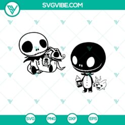 Jack Skellington and Zero the ghost from Nightmare Before Christmas in a Halloween movie themed SVG design.