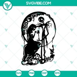 Jack Skellington from Nightmare Before Christmas giving a black rose, Halloween-themed silhouette SVG design.