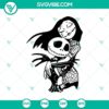 Jack hugging Sally in a Nightmare Before Christmas themed SVG design for Halloween, featuring spooky elements.