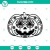 Jack O'Lantern sugar skull SVG with pumpkin elements for Halloween decoration.