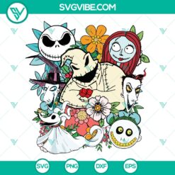Jack Skellington and Sally Spooky Season SVG featuring Nightmare Before Christmas characters in a Halloween-themed design. Great for cut files.