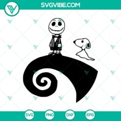 Jack Skellington and Snoopy Halloween SVG, featuring characters from The Nightmare Before Christmas in a spooky design for crafting.