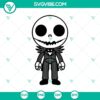 Chibi style Jack Skellington SVG design for Nightmare Before Christmas fans. Scary and cute Jack Skellington illustration.