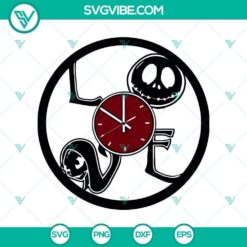Jack Skellington Clock SVG with Nightmare Before Christmas and Halloween themed design for crafting projects.
