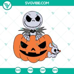 Jack Skellington and Zero Ghost Halloween SVG with scary pumpkin design for crafting projects.