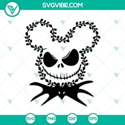 Jack Skellington Mickey Head SVG, Nightmare Before Christmas design with Halloween theme, perfect for crafts and DIY projects.