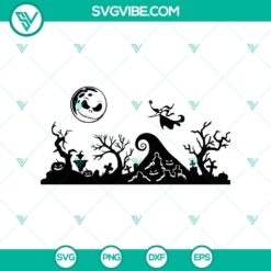 Jack Skellington Nightmare Before Christmas scene SVG featuring Jack balloon. Ideal for Halloween crafts, digital design.