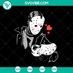 Jason Voorhees with Crocs, Horror Halloween SVG with scary elements, perfect for spooky crafting projects.