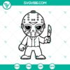 Cute Jason Voorhees Chibi Characters in SVG format perfect for Halloween designs. Ideal for horror-themed projects.