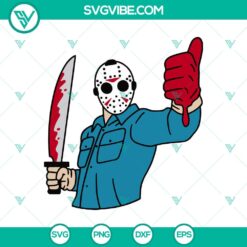 Jason Voorhees inspired SVG design with horror characters for Halloween themed projects.