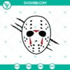 Jason Voorhees horror mask SVG design for Happy Halloween celebration. Great for holiday crafting and spooky projects.