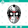 Jason Voorhees mask SVG design for Halloween featuring horror movie theme, perfect for spooky crafts.