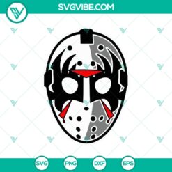 Jason Voorhees mask SVG design for Halloween featuring horror movie theme, perfect for spooky crafts.