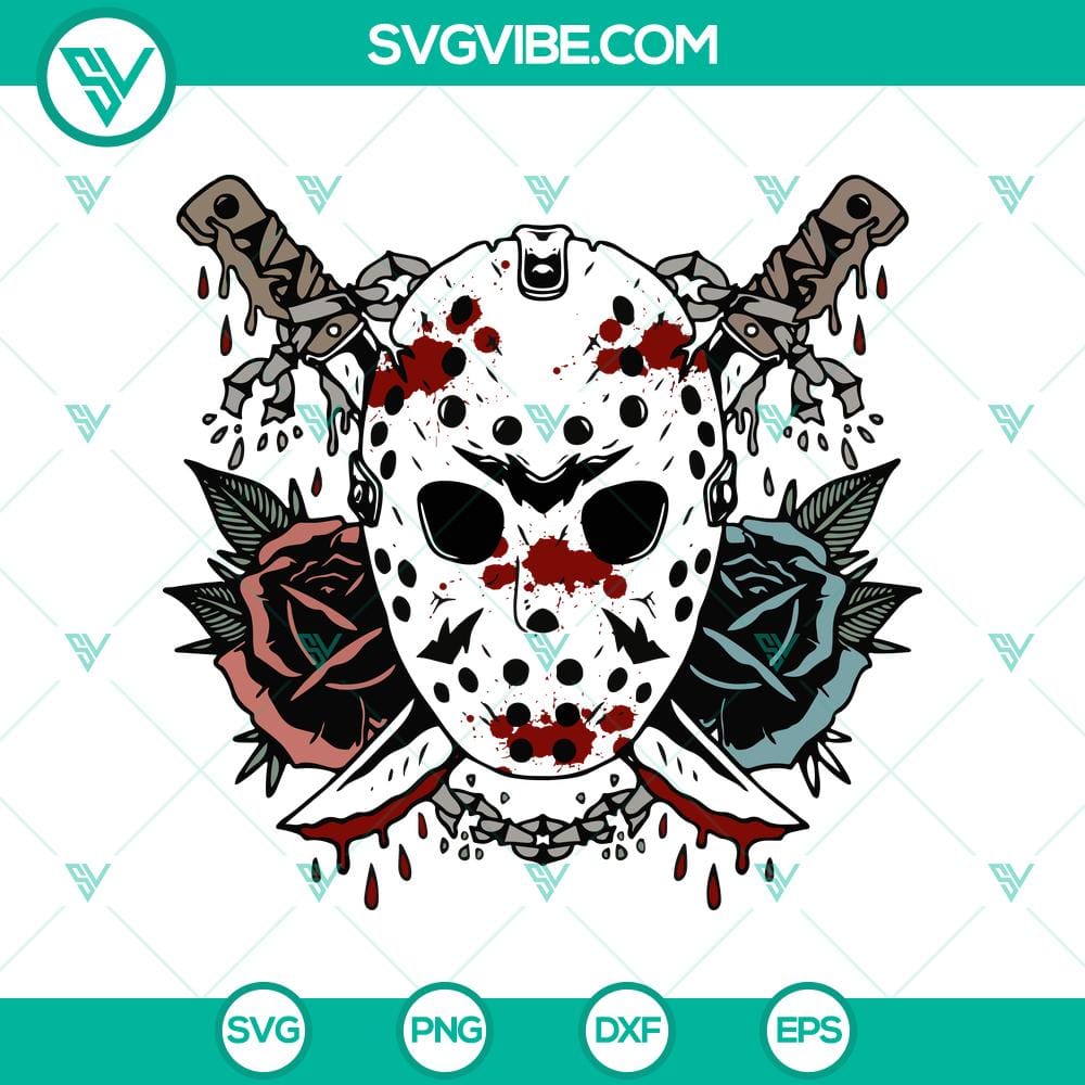 jason-voorhees-mask-with-floral-and-knife-svg-horror-characters-svg-halloween-svg.jpg Jason Voorhees mask with floral and knife SVG design, Horror Characters SVG perfect for Halloween crafting.