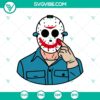 Horrifying Jason Voorhees smile SVG design for Halloween, scary horror themed digital art.