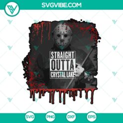Jason Voorhees Straight Outta Crystal Lake SVG, Friday The 13th SVG, Horror Movie design with iconic character silhouette on a SVG file.