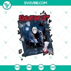 Jason Voorhees SVG featuring horror characters from Friday The 13th. Perfect for Halloween crafts and decorations.
