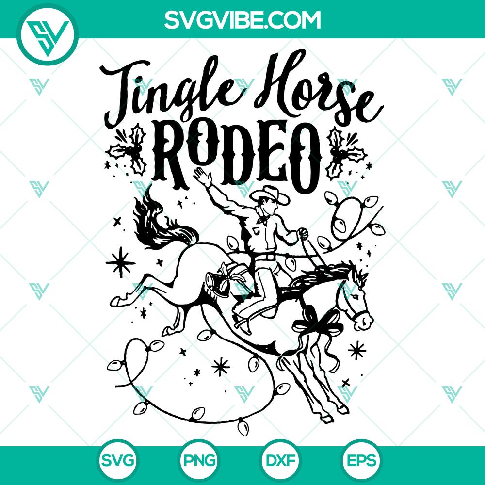 Jingle Horse Rodeo SVG DXF EPS PNG Files Jingle Horse Rodeo digital files for crafting - SVG, DXF, EPS, PNG formats with horseshoe, sleighbells, and cowboy hat designs.
