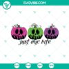 Halloween-themed SVG design with "Just One Bite", pumpkin, and poison elements. Ideal for crafting projects and decorations.