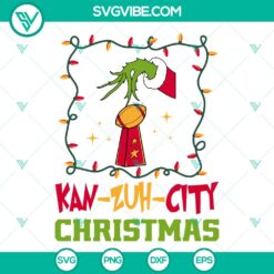 KC Football Grinchy Trophy SVG for Kansas City Christmas celebrations, holiday-themed cut files for festivities.