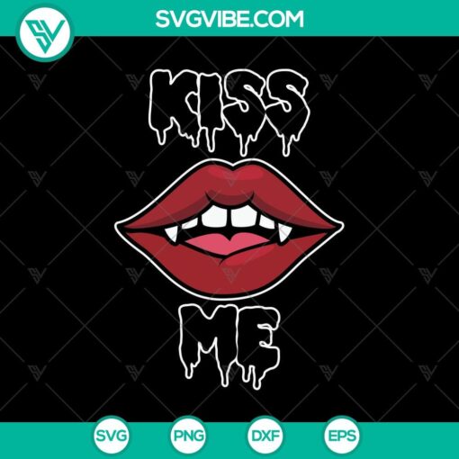Halloween SVG design with "Kiss Me" and "Scary" text, perfect for October 31 projects.