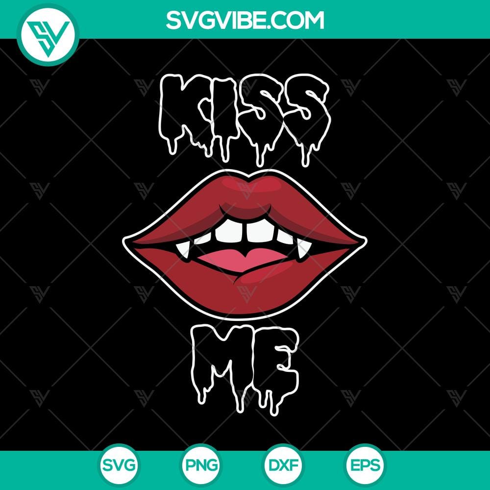 Kiss Me SVG, Halloween SVG, Scary SVG, Oct 31 SVG Halloween SVG design with "Kiss Me" and "Scary" text, perfect for October 31 projects.