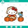 Cute Hello Kitty with pumpkin Halloween SVG design for crafts, perfect for Halloween projects.